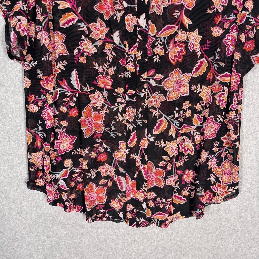 PerSeption Sheer Top 1X Pink‎ Orange Paisley Mesh Romantic Feminine Dark Boho - Picture 3 of 10